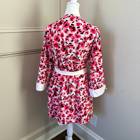 Kate Spade Dream Little Dream M Floral Pink Rose Print Terry Bathrobe Bridal - Picture 4 of 7